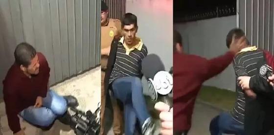 O agressor estava incontrolável, mas acabou surpreendido pela fúria do cinegrafista