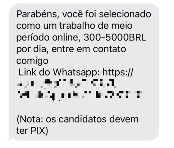 Exemplo de oferta de vagas de empregos falsas