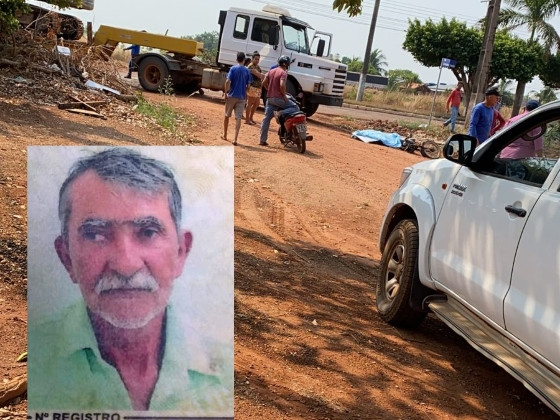 Idoso tinha 66 anos e foi esmagado pelo caminhão.