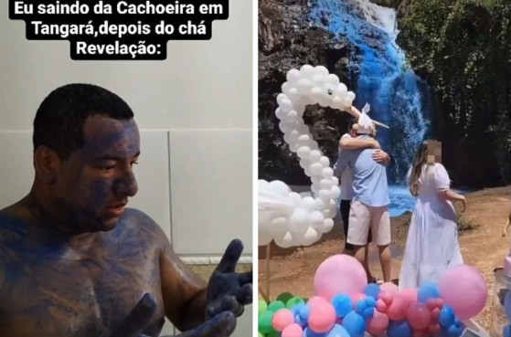 Casal que tingiu água cachoeira em MT inspira memes nas redes