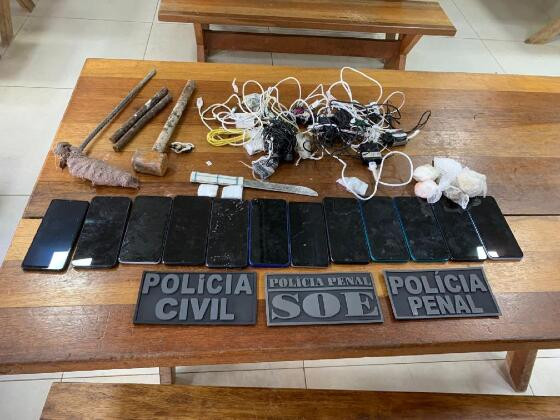 Material apreendido estava escondido em cela no raio 5 da PCE, em Cuiabá.