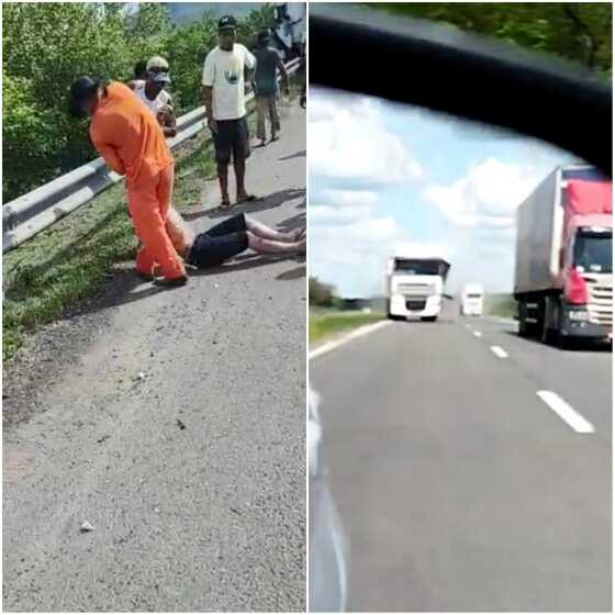 Caminhoneiro “alucinado” causa pânico em rodovia