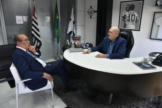 Gilmar Mendes esteve na sede do Santos com presidente da Fifa