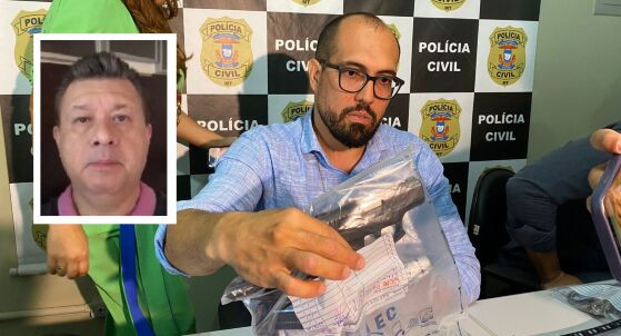 Delegado apresentou em coletiva o material apreendido com o assassino.