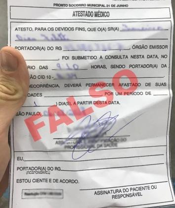 Quadrilha produzia e vendia atestados médicos falsos
