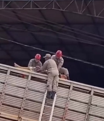 Trabalhador estava em cima de caminhão