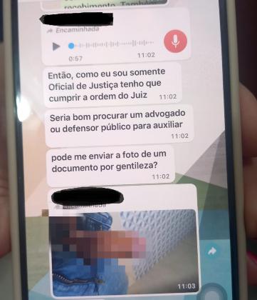 O criminoso enviou uma foto de seu órgão genital à oficial