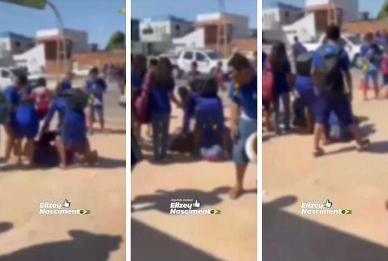 Alunos uniformizados trocaram socos em Cuiabá