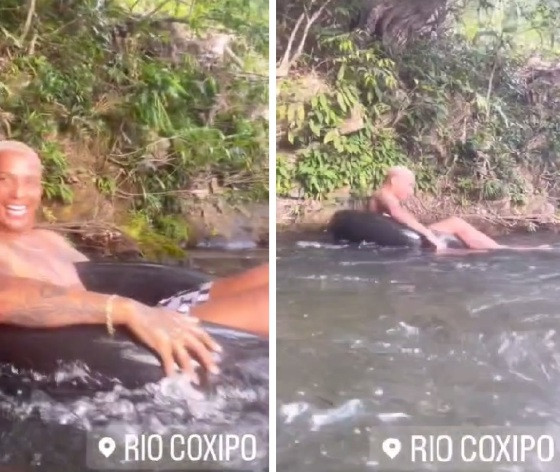 Deyverson foi aliviar o calorão cuiabano no Rio Coxipó