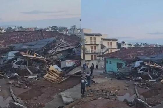 Incidente deixou casas e carros destruídos em Florianópolis (SC)