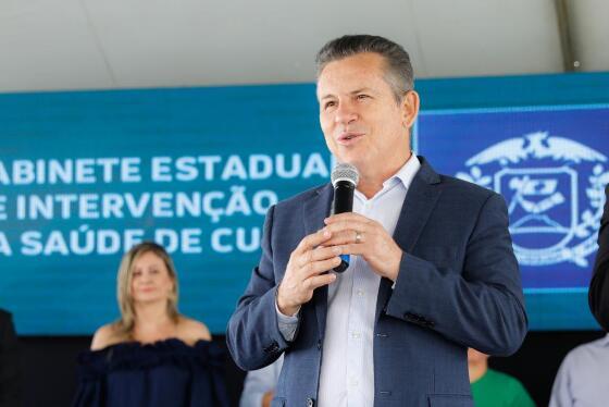 O governador Mauro Mendes durante o evento