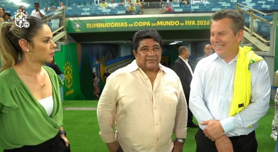 Mauro Mendes e o presidente da CBF, Ednaldo Rodrigues.