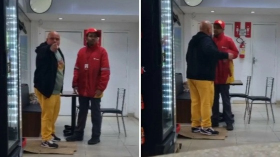 Nas imagens é possível ver o cliente chamando a vítima.