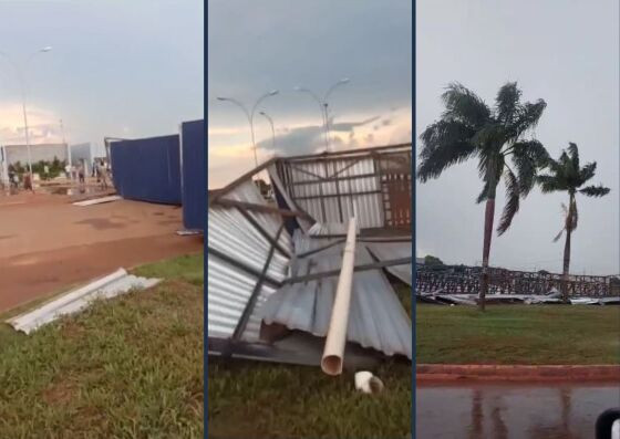 O telhado foi arremessado a cerca de 30 metros do prédio original durante a ventania. 
