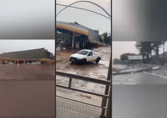 A chuva chegou a tarde, acompanhada de ventos intensos e trovões. 