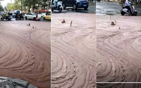 Espuma misteriosa tomou conta das ruas de uma cidade chinesa