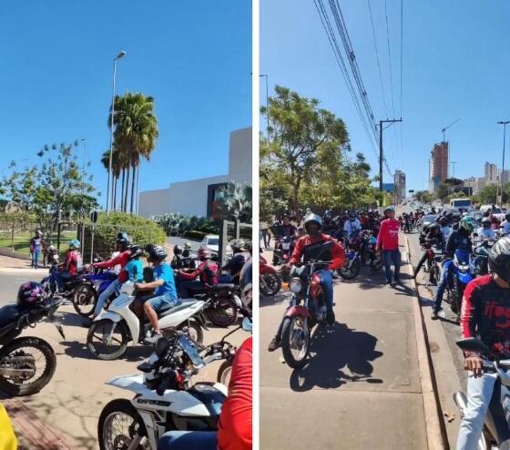 Manifestação de motociclistas que atuam como entregadores através da plataforma iFood