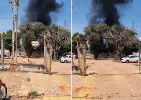 Populares registraram o incêndio. 