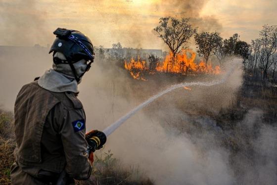 Cerca de 60 militares continuam combatendo às chamas na região. 