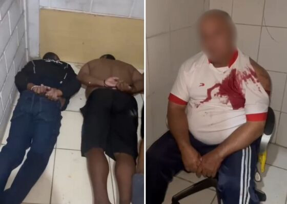 As vítimas foram agredidas, ameaçadas, amarradas e mantidas em cárcere durante o roubo. 