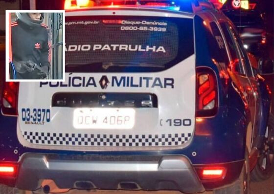 Câmeras de segurança mostram a ação do assaltante.
