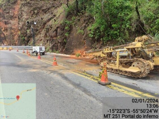 Até o momento, trânsito na MT-251 está interrompido devido às chuvas.