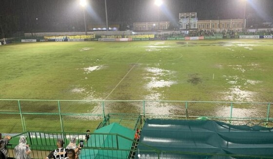 Gramado ficou alagado na noite deste domingo