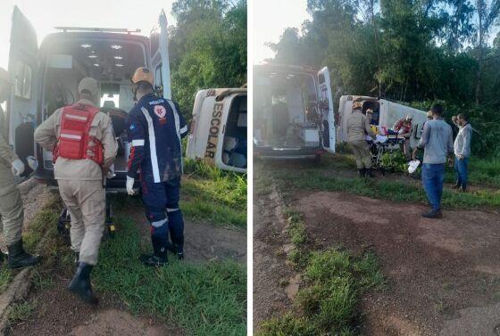 Crianças e motorista foram socorridos pelos bombeiros.