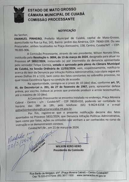 notificação Emanuel Pinheiro