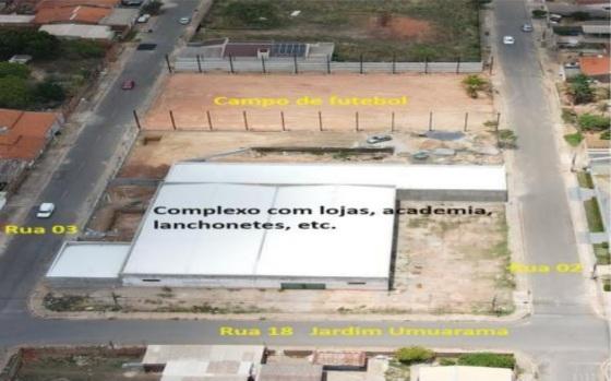 Vista aérea do complexo Arena Vip Cuiabá, que ocupa 10 lotes residenciais no bairro Jardim Umuarama