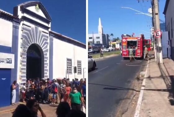 Ocorrência está sendo atendida por duas equipes dos bombeiros.