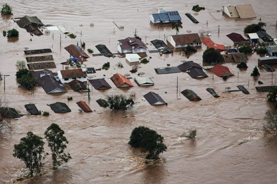 Enchente na cidade de Encantado, no Vale do Taquari