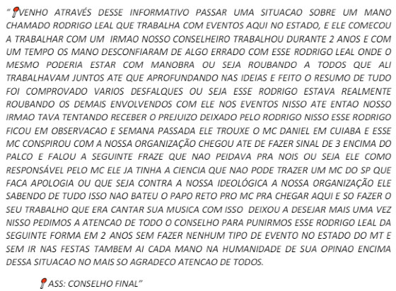 Informativo CV contra ex-servidor 