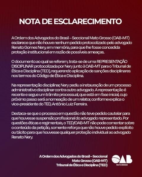 Nota OAB Renato Nery