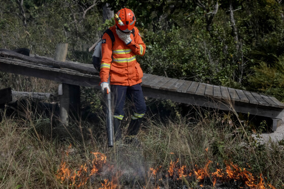 Incêndio florestal às margens da MT-251, a Estrada de Chapada, próximo ao Trevo do Manso, em Cuiabá.