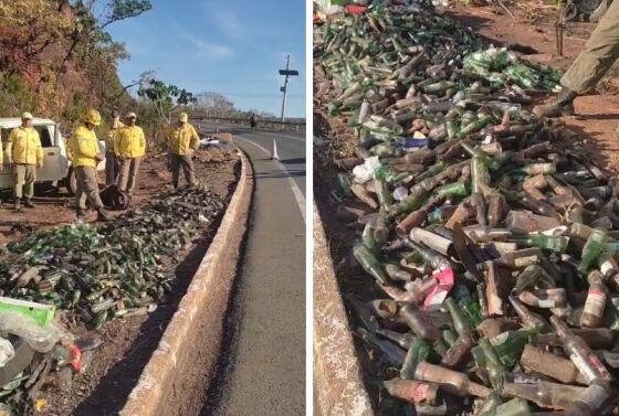 Objetos são descartados de forma irregular ao longo da rodovia que dá acesso ao Parque Nacional.