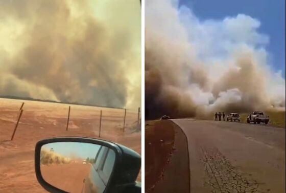 Imagens de incêndios registrados em Tangará nos últimos dias.