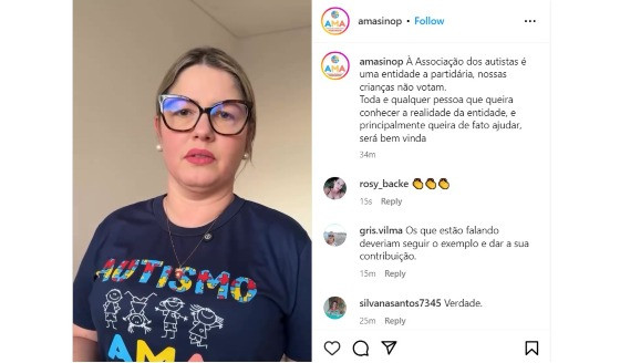 Publicação de associação autistas Sinop.