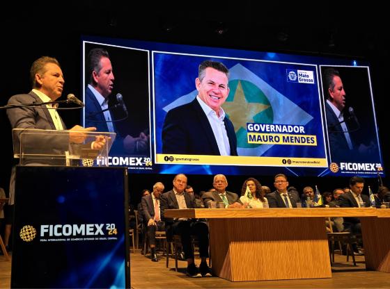 Governador discursou na Feira Internacional de Comércio Exterior do Brasil Central (Ficomex) 2024.