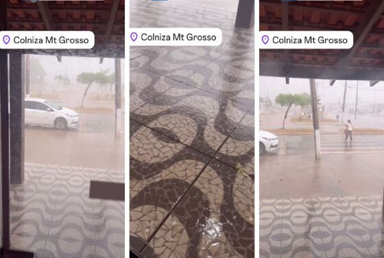 Vídeos mostram chuva em Colniza.