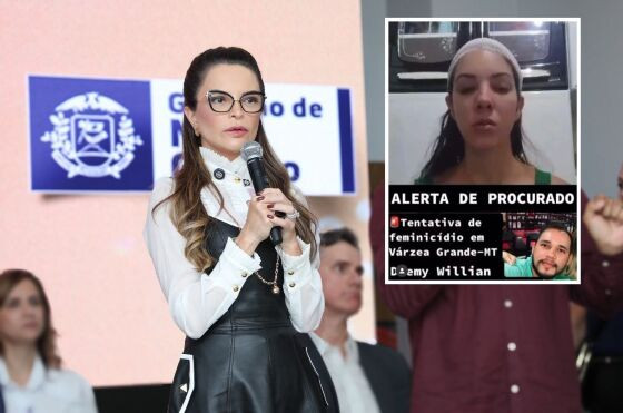 Primeira-dama Virginia Mendes pede ajuda para localizar agressor que tentou matar a esposa.