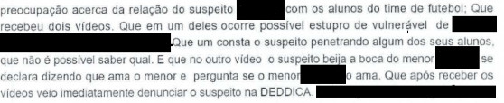 Trecho depoimento caso professor de escolinha 