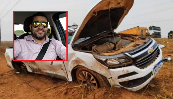 O carro capotou diversas vezes ficando completamente destruído 