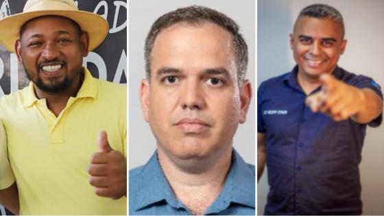 Da esquerda para a direita, os candidatos são Nicássio do Juca, Plínio Junior e Sgt Nelson Junior.