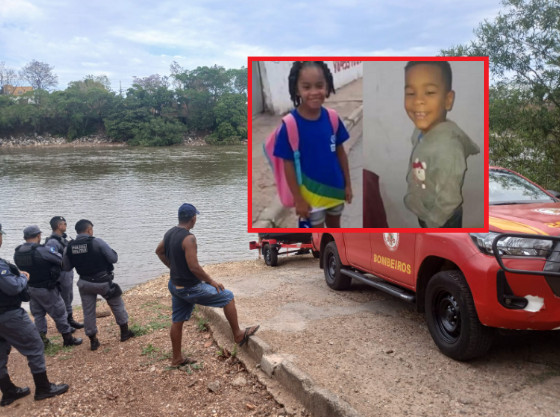 As crianças estavam tomando banho no rio quando se afogaram e foram levadas pela correnteza. 