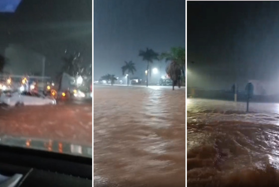 Chuva deixou ruas e avenidas alagadas em Lucas do Rio Verde