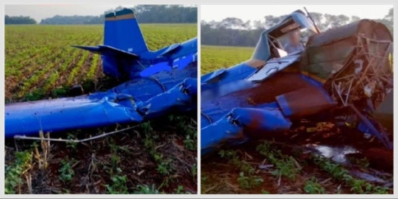 A aeronave, usada na aplicação de agrotóxicos, realizava o despejo de herbicidas e inseticidas em uma fazenda quando apresentou uma pane.