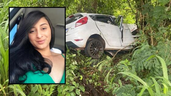 Caroline Silva do Nascimento, 26 anos, morreu em uma acidente de carro, na Estrada de Chapada