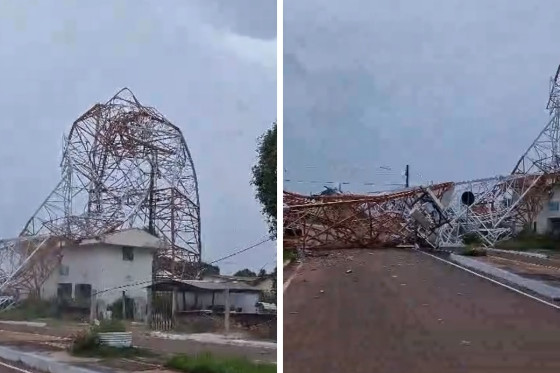 A torre caiu na tarde de domingo durante um temporal