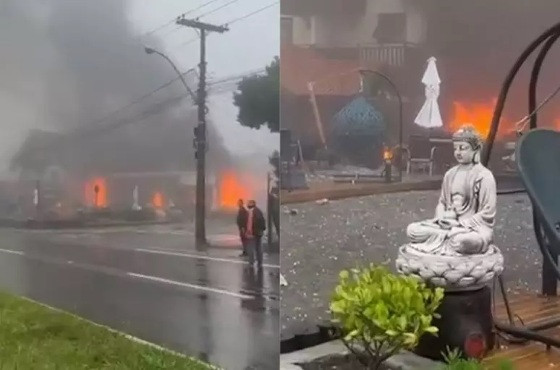 Queda da aeronave aconteceu em cima de uma loja de móveis.